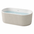 Freistehende Badewanne 170 x 80 x 58 cm aus Mineralguss in Cremeweiß mit geriffelter Oberfläche