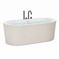 Freistehende Badewanne 170 x 80 x 58 cm aus Mineralguss Beige mit schwarzer Standarmatur