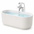 Freistehende Badewanne 170 x 75 cm aus Acryl Weiß mit geriffelter Verkleidung