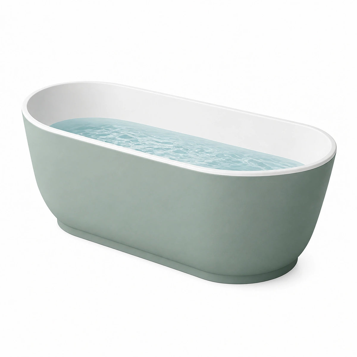 Freistehende Badewanne 170 x 75 cm aus Acryl Grün Weiß - ovales modernes Design