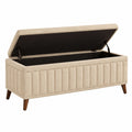 Sitzbank mit Stauraum 120 x 45 x 50 cm beige Stoff mit Klappdeckel