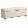 Sitzbank mit Stauraum 120 cm Creme Bouclé-Stoff Holzbeine gepolstert