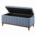 Sitzbank 100 x 40 x 45 cm blau Stoff mit Stauraum - gepolsterte Truhenbank im modernen Stil