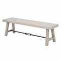 Gartenbank 180 x 35 x 45 cm aus Holz in Graubeige mit Metallstrebe im modernen Stil