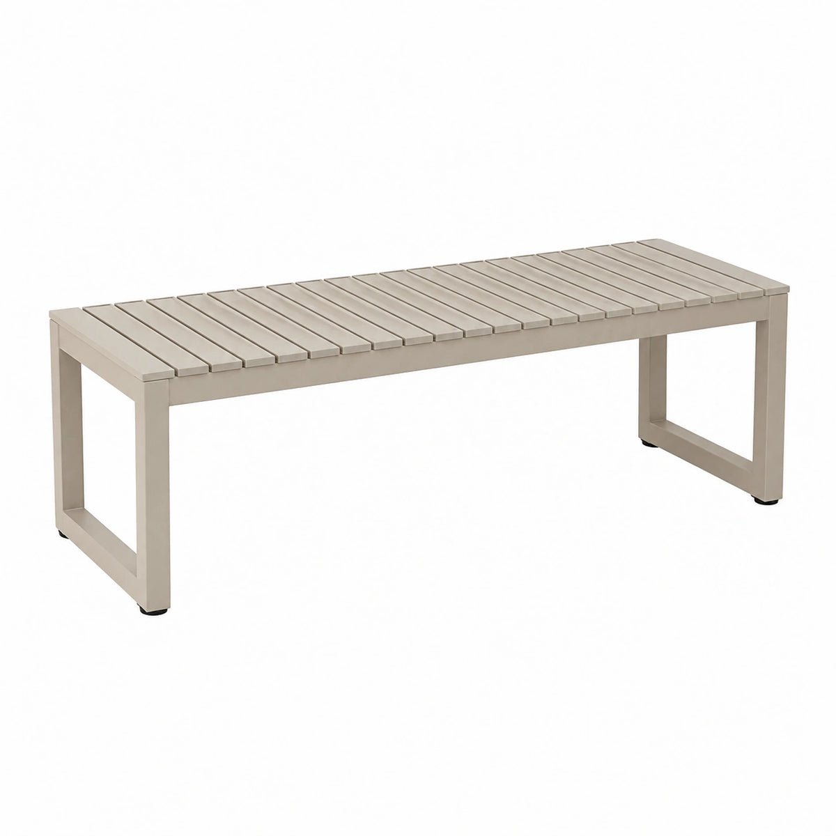Gartenbank 160 x 40 x 45 cm aus Aluminium Beige mit Lattenfläche