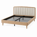 Polsterbett 160 x 200 cm Holz Beige mit Metallrost skandinavisch