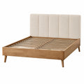 Polsterbett 160 x 200 cm Holz Beige mit Lattenrost skandinavischer Stil
