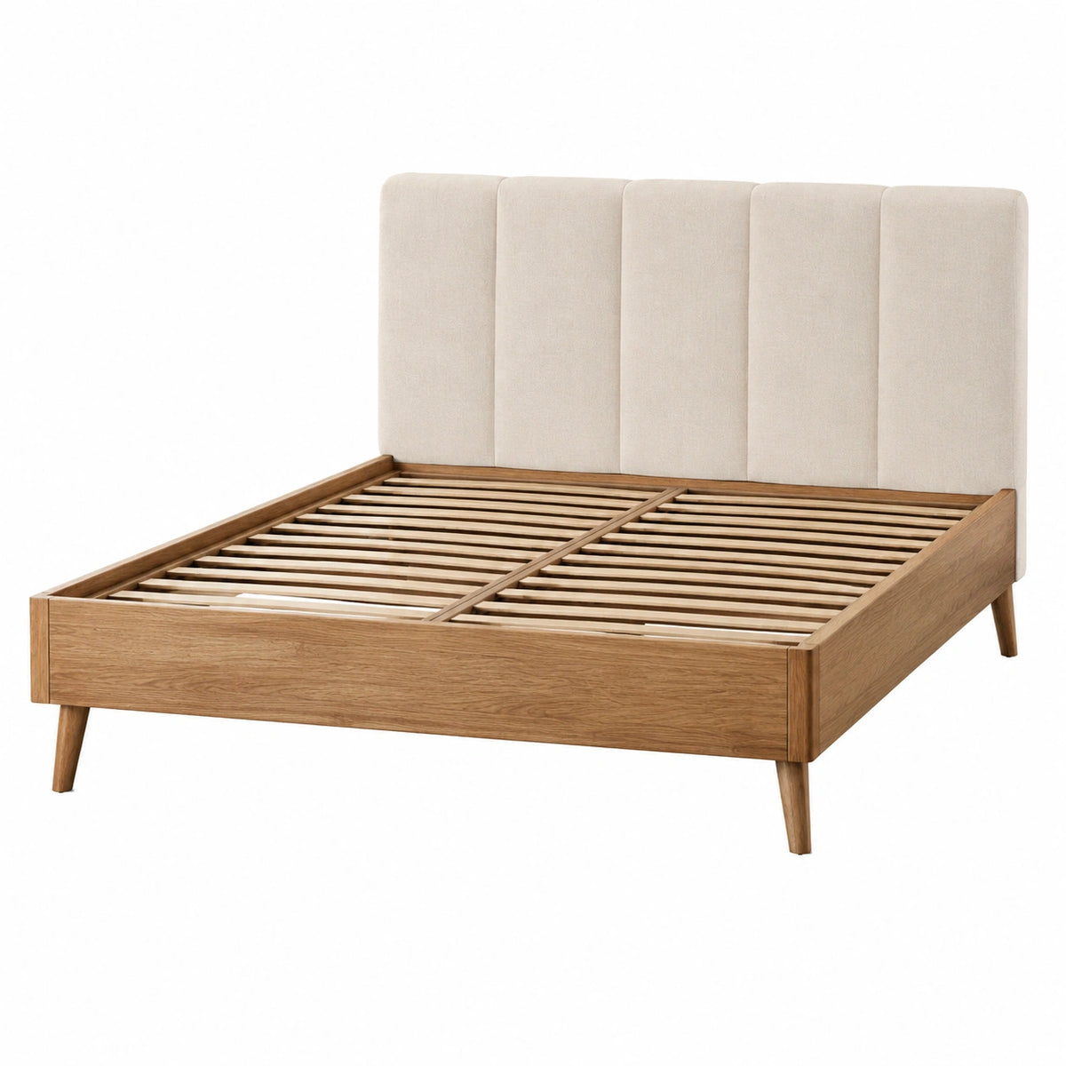 Polsterbett 160 x 200 cm Holz Beige mit Lattenrost skandinavischer Stil