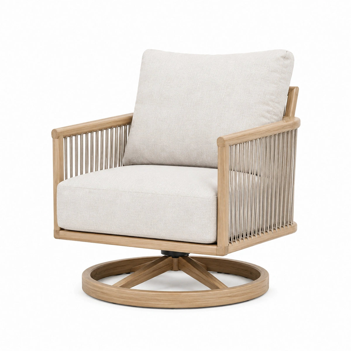 Drehsessel 78 x 82 x 88 cm Holz Beige Natur mit Drehfunktion