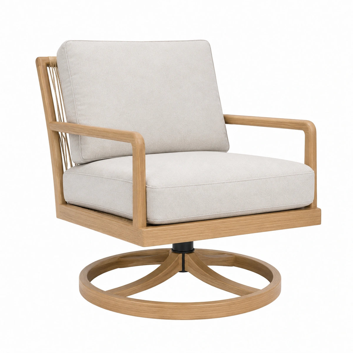 Drehsessel 82 cm Holz Stoff Beige - Loungesessel mit Drehfuß