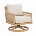 Drehsessel 80 x 78 x 86 cm aus Holz mit Textilpolsterung in Naturbeige