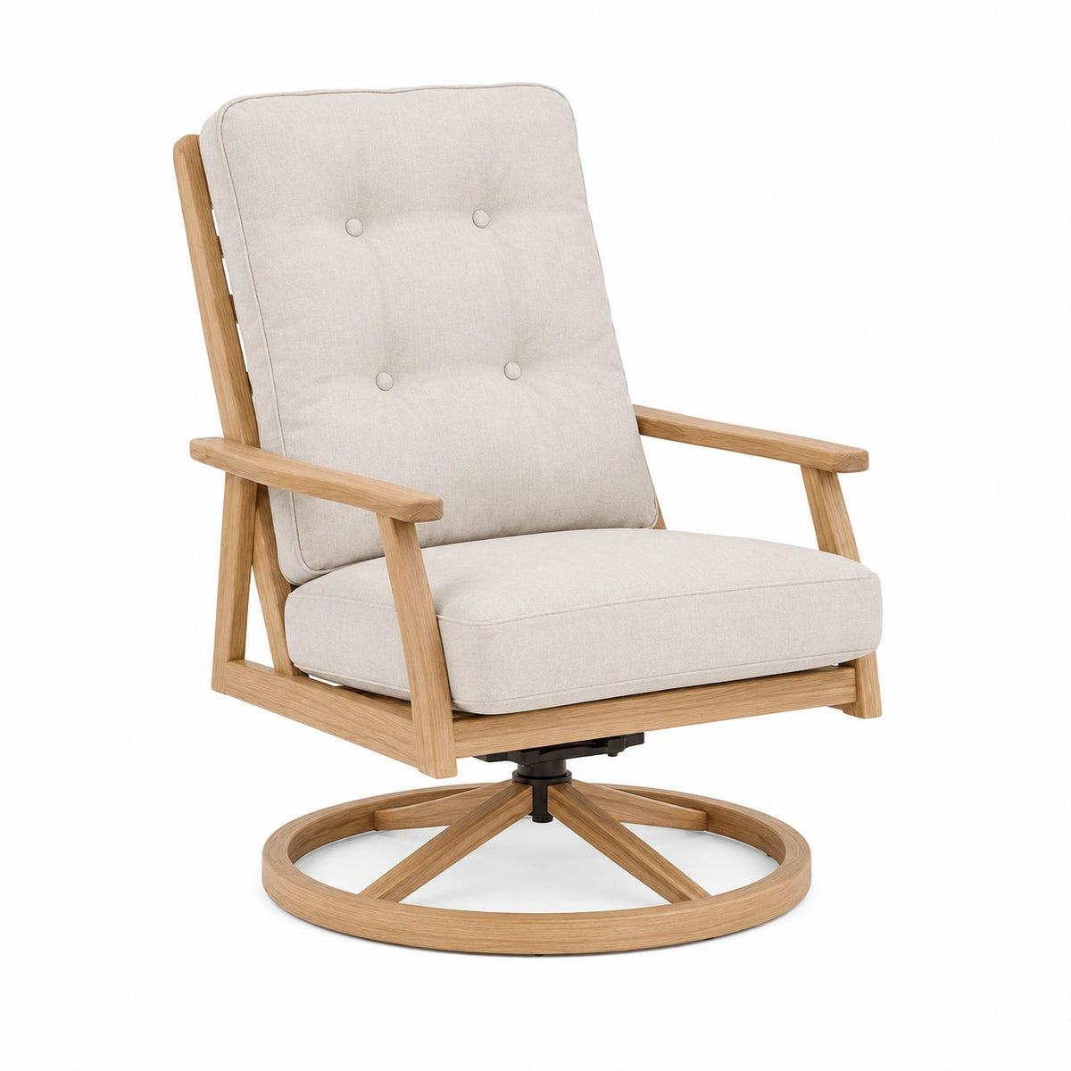 Drehsessel 80 x 85 x 100 cm Beige Naturholz Stoff Holz mit Drehfunktion