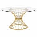 Runder Esstisch Ø120 cm Glas Metall Gold mit Drahtgestell