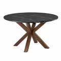 Runder Esstisch 120 cm schwarze Marmoroptik Holzgestell modern