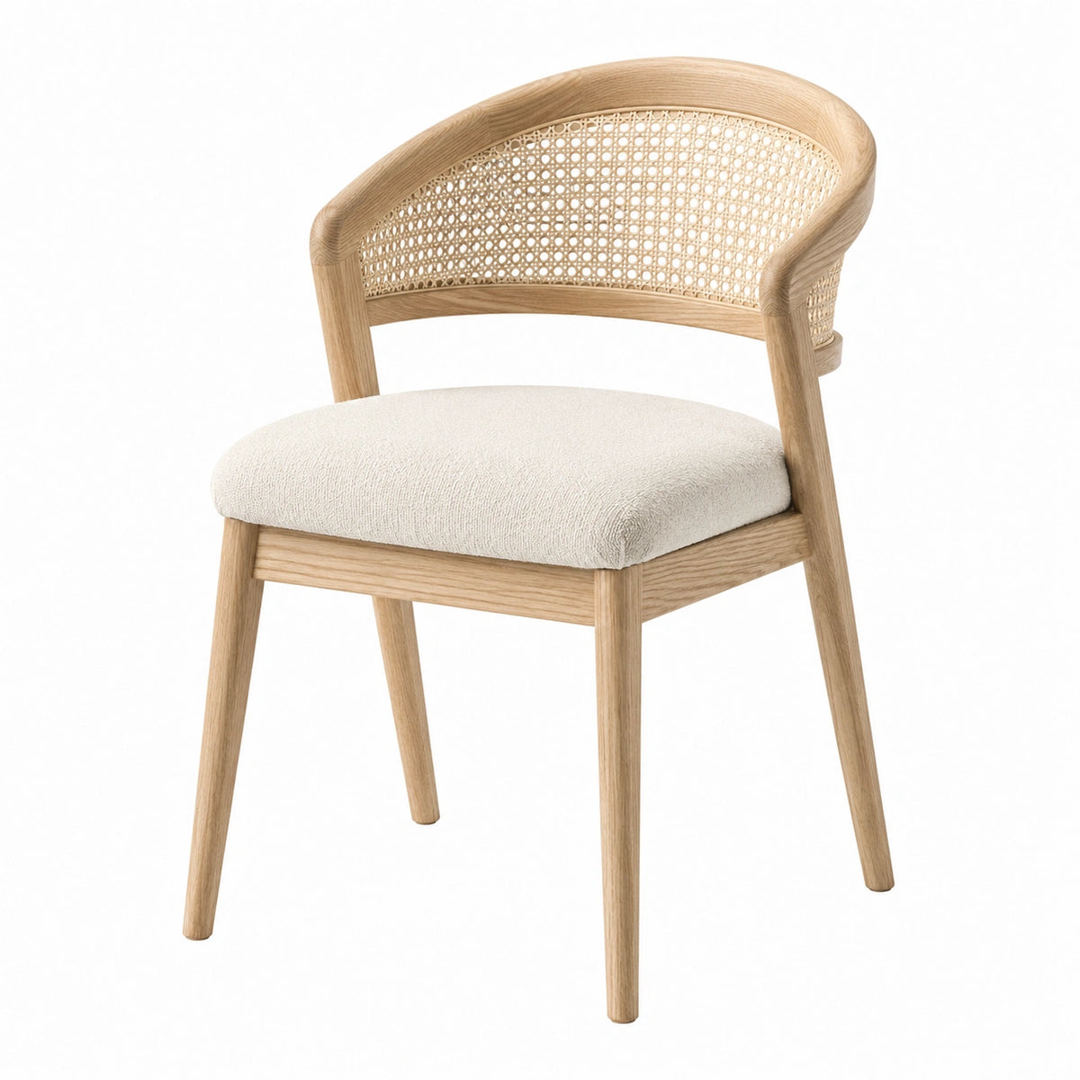 Esszimmerstuhl 56 x 58 x 78 cm Holz Rattan Beige gepolstert