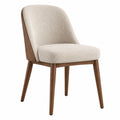 Esszimmerstuhl 55 x 60 x 82 cm Beige Braun mit Textilbezug und Holzgestell