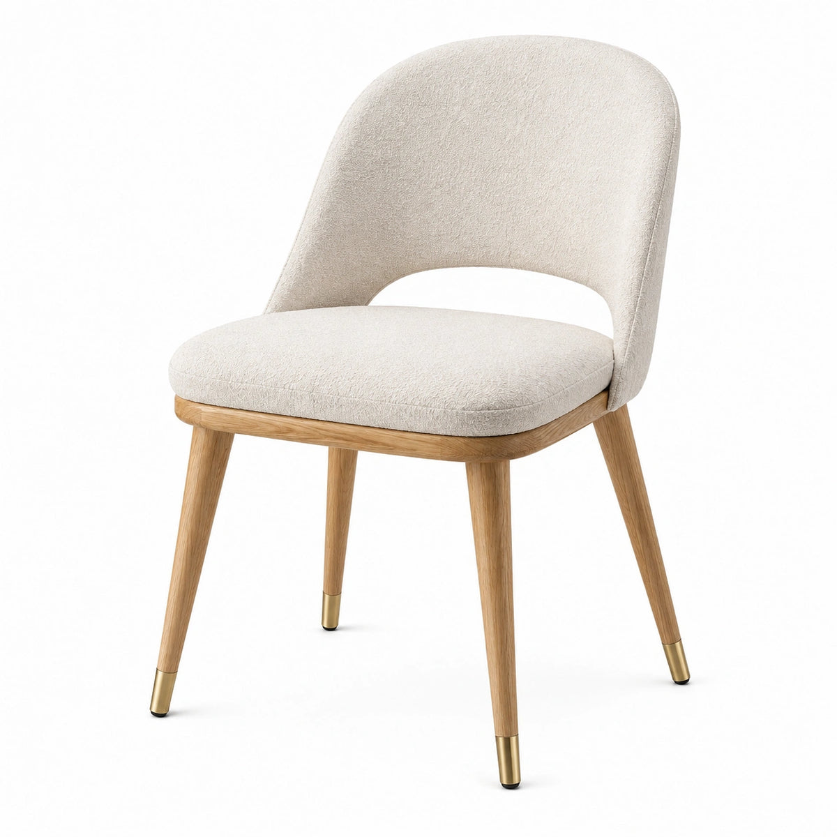 Esszimmerstuhl 55 x 60 x 82 cm in Creme mit Holzgestell und gepolsterter Sitzfläche