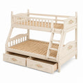 Etagenbett 90 x 200 cm aus Holz cremeweiß mit Schubladen im Landhausstil
